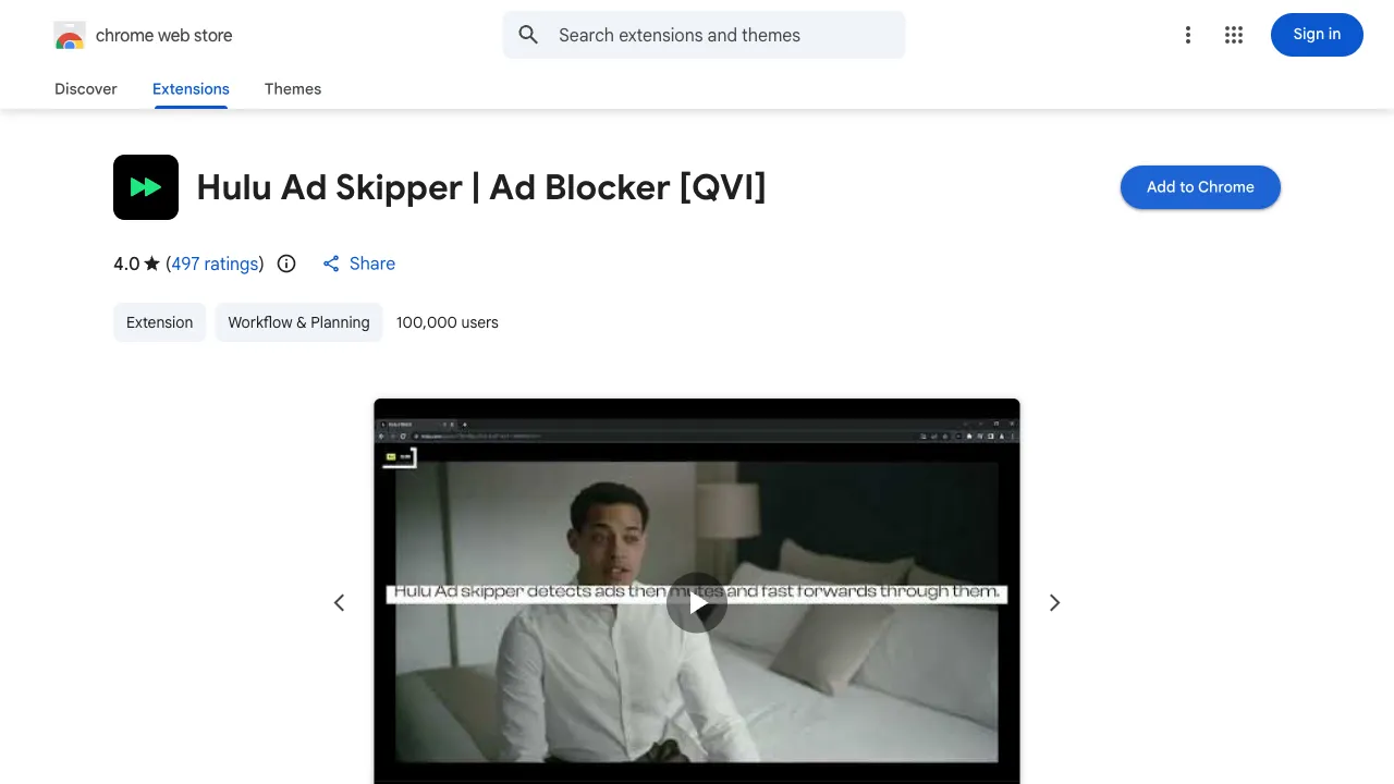 Chrome Web Store listing