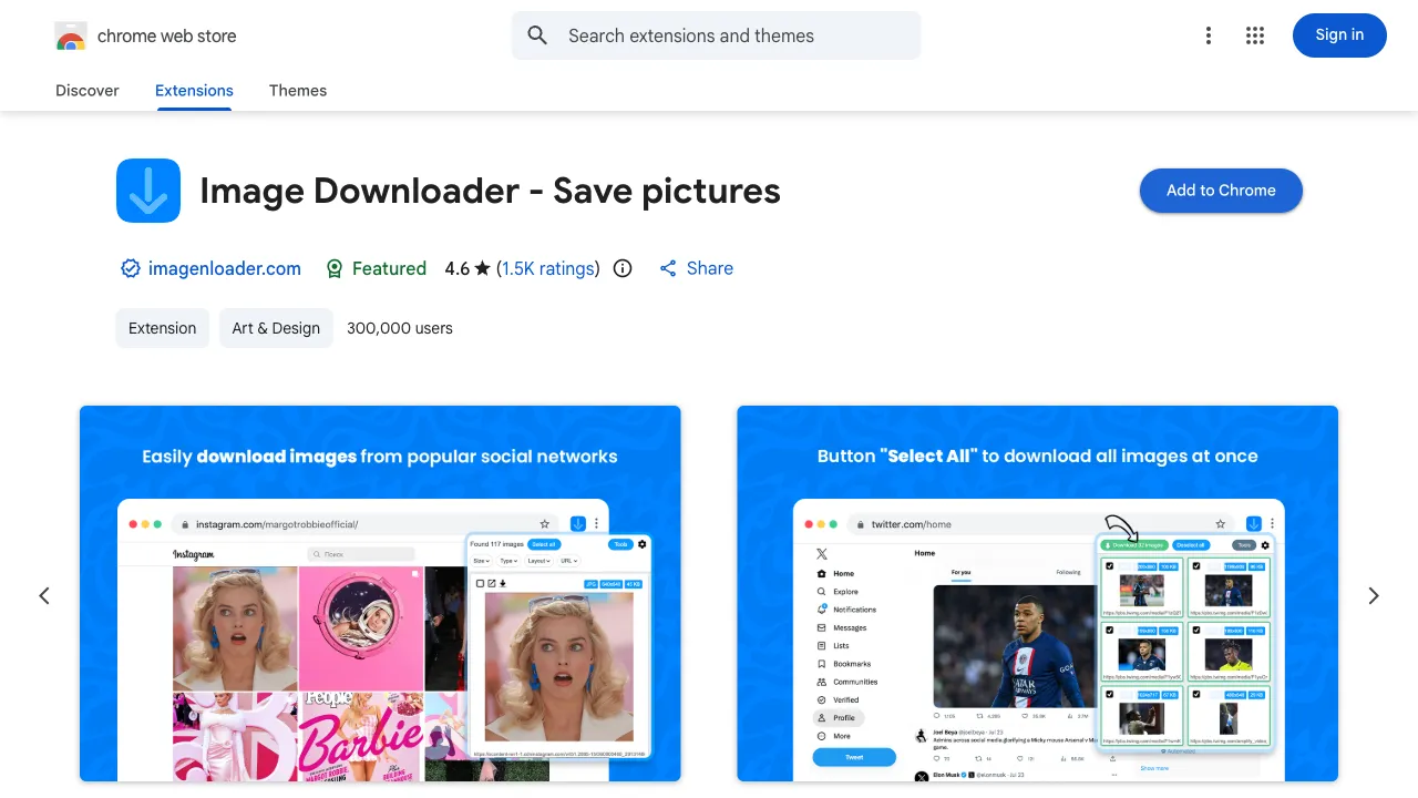 Chrome Web Store listing