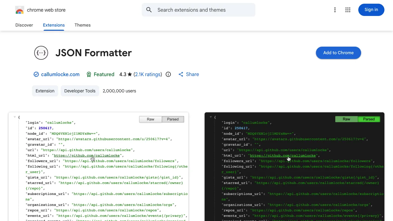 Chrome Web Store listing