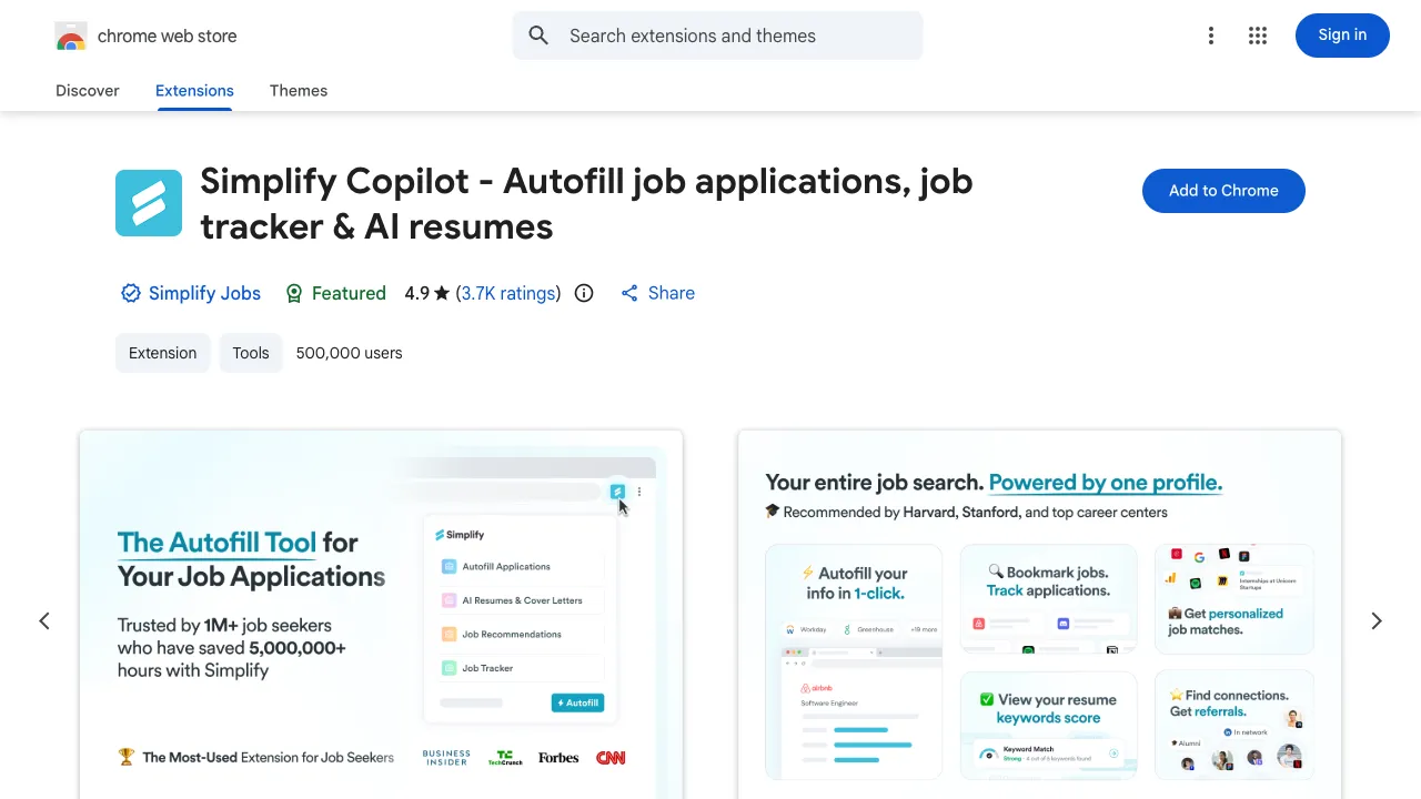 Chrome Web Store listing