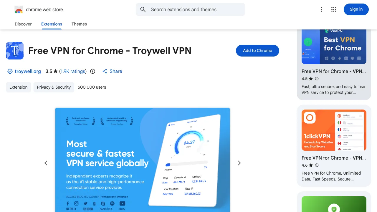 Chrome Web Store listing
