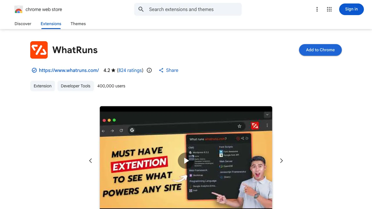 Chrome Web Store listing
